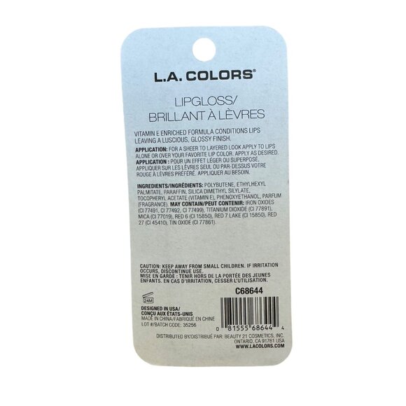 LA Colors Moisturizing Lip Gloss Just Kissed C68644 Glossy Vitamin E - Picture 2 of 2